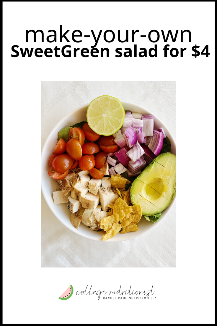 DIY $4 SweetGreen Guacamole Greens Salad